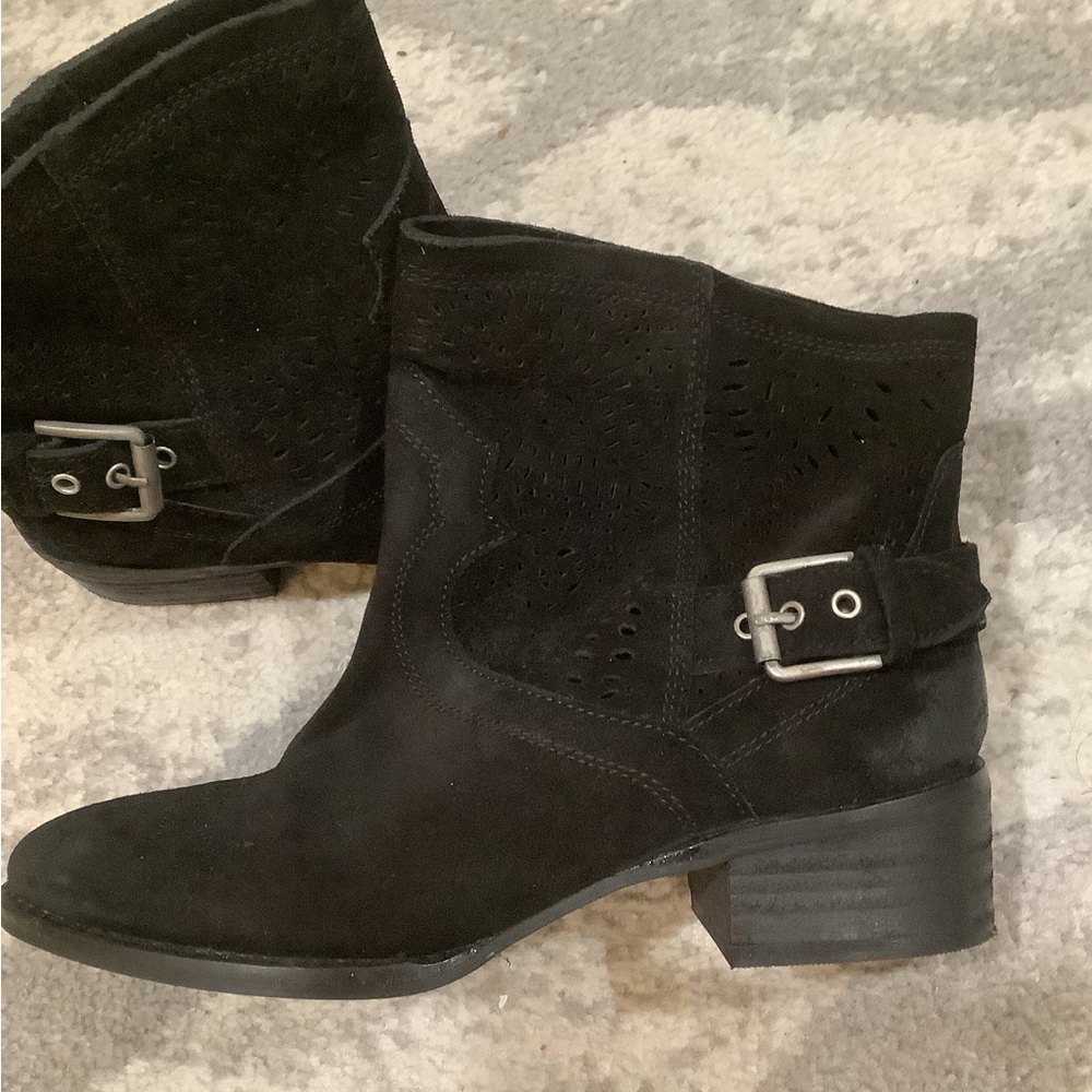Zoey black suede booties size 7